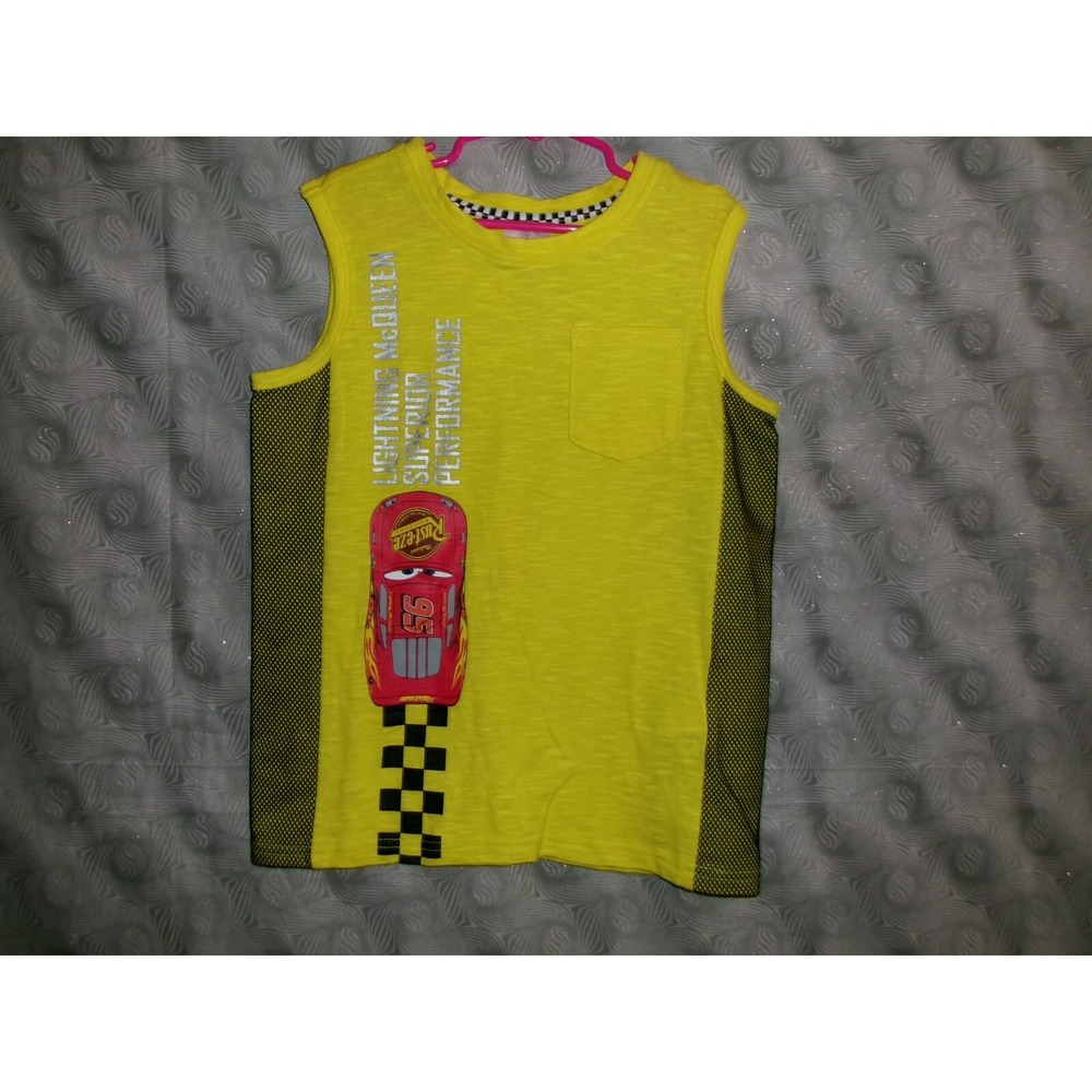 Disney Pixar Cars Kids Yellow Sleeves Shirt SZ 7-8